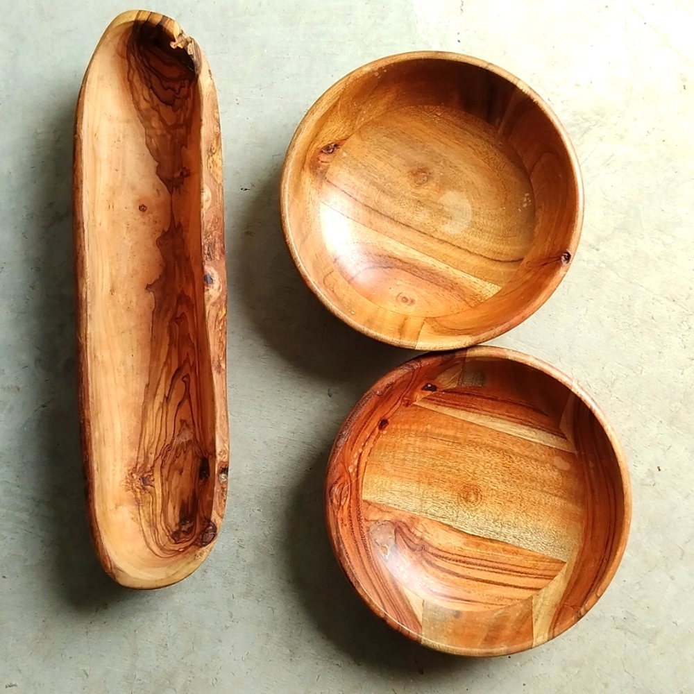Three Wooden Bowls